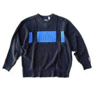 Carlo Colucci 90s Jumper Crewneck Retro Wool Art Vintage Stripe Sweater Large